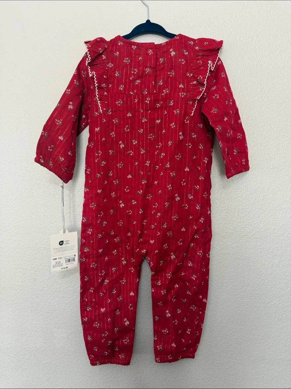 Cloud Island Red Floral Ruffle One-Piece Romper 18‎ Mo Adorable!